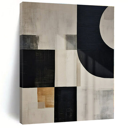 Mixed - neutral Geometric Blocks - Abstract Geometric Acrylic Painting CT1373