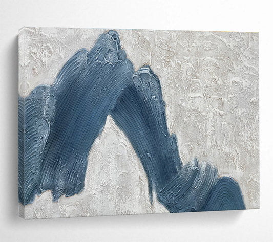 Textured Blue Peaks on Gray Abstract Painting On Canvas DKH214