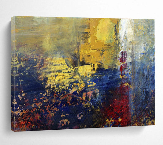 Golden and Blue Abstract Landscape Painting On Canvas DKH193