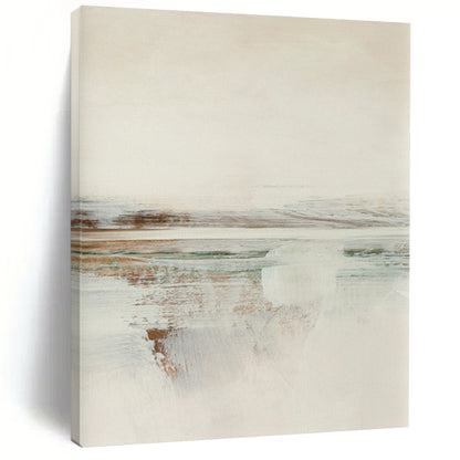 “Soft Tones Coastal View” - Beige, Blue, Green Abstract Landscape Painting On Canvas DTP225