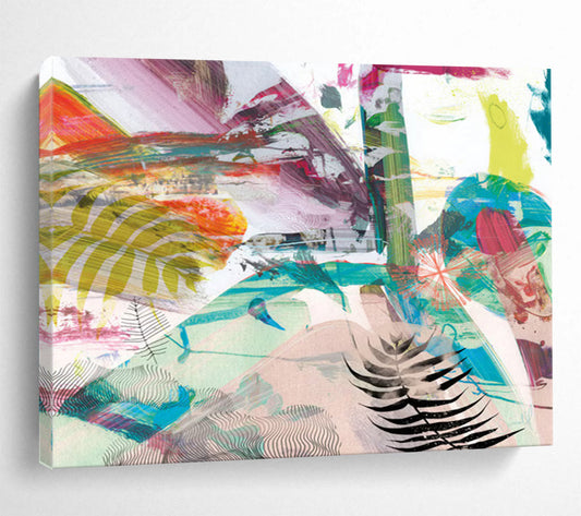 “Vibrant Tropical Collage” Nature - Inspired Abstract Painting On Canvas DLZ118