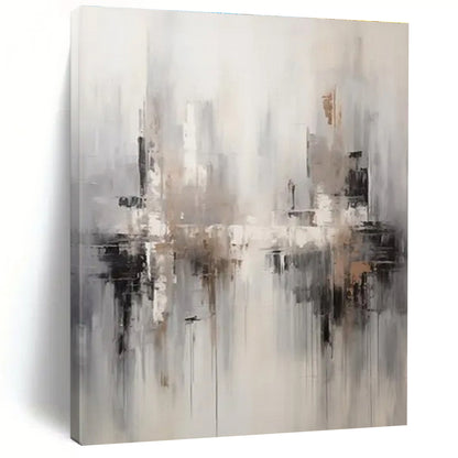 “Gray - Beige Abstract Cityscape” ，Abstract Acrylic Painting CT0830