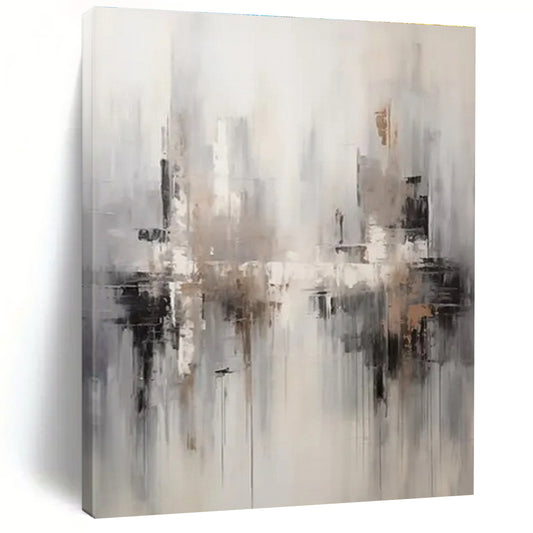 “Gray - Beige Abstract Cityscape” ，Abstract Acrylic Painting CT0830