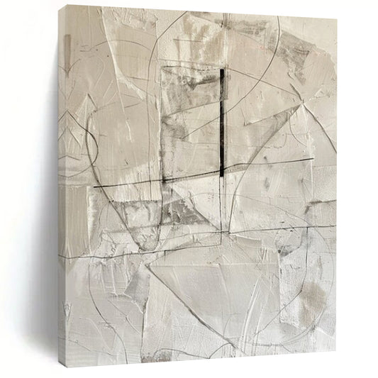 “Monochrome Geometric Lines” - Abstract Minimalist Painting On Canvas DTP001