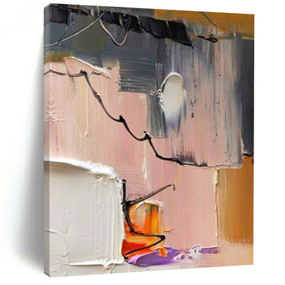 “Pink Abstract Story - Pink, Orange, Purple Geometric Abstraction” Painting On Canvas DTP270