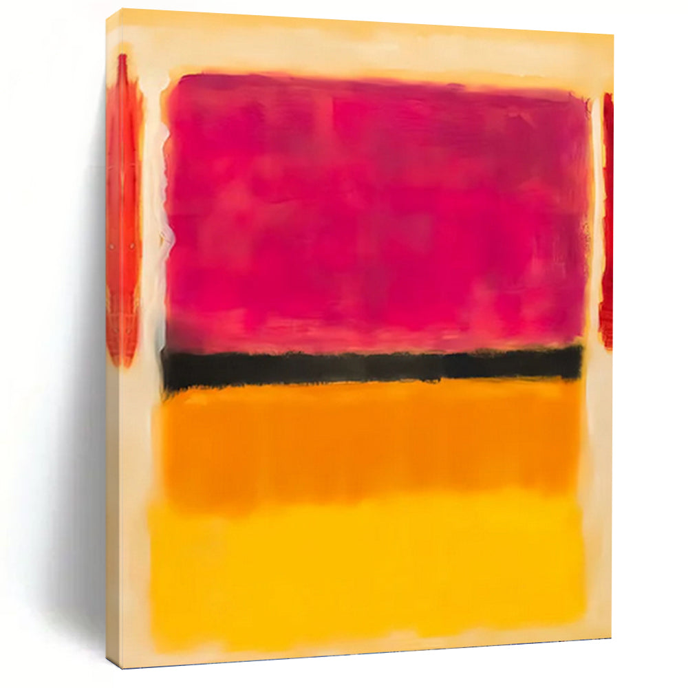 “Pink, Black, Orange & Yellow Color Layers” - Abstract Layered Painting On Canvas DKH1609