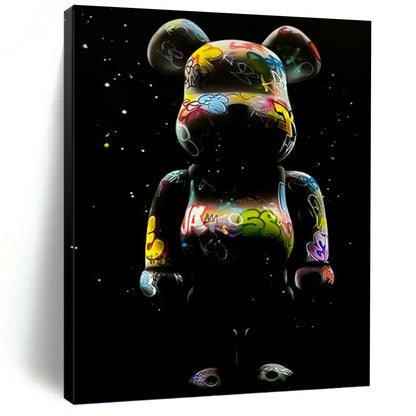 “Colorful Graffiti Bear” - Pop - Art Inspired Sculpture - Style Painting On Canvas DKH1619