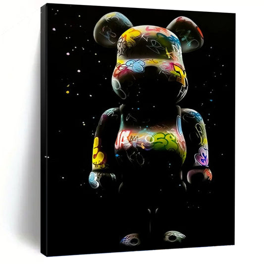 “Colorful Graffiti Bear” - Pop - Art Inspired Sculpture - Style Painting On Canvas DKH1619