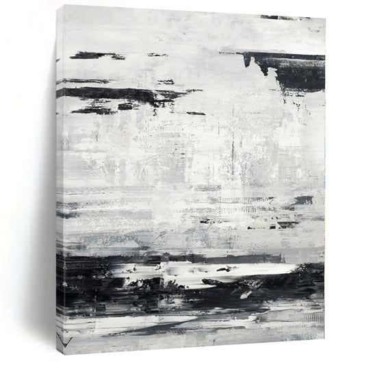 “Black - White Textured Abstraction” – Abstract Expressionist Painting CT1168