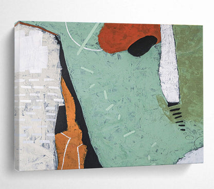 “Earthy Geometric Textures” Abstract Mixed - Media Painting On Canvas DKH567