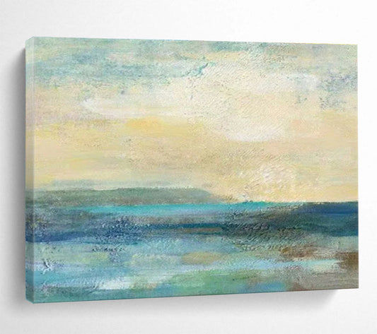 “Blue - Green Abstract Sea” Abstract Acrylic Painting On Canvas DKH435