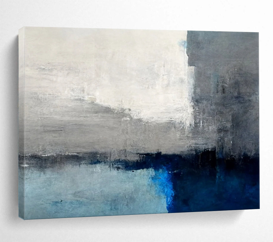 “Gray - Blue Abstract Horizon” Abstract Painting On Canvas DLZ074