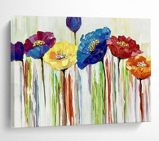 “Colorful Impasto Flowers” - Vibrant Floral Painting On Canvas DKH783