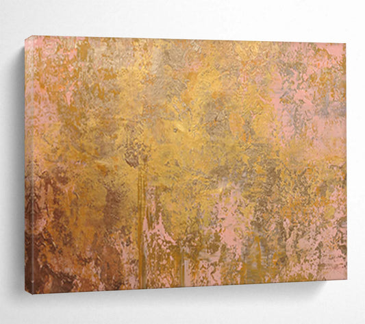 “Gilded Pink and Gold Textured Abstract” Painting On Canvas DKH022