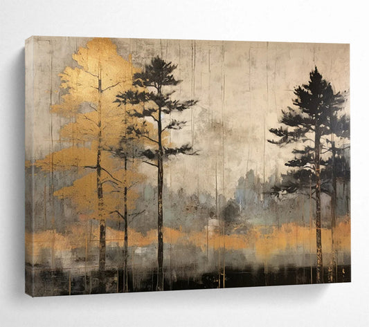 “Golden Forest Landscape” Nature - Inspired Painting On Canvas DLZ106
