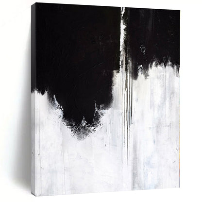 “Black - White Dramatic Drips” – Abstract Expressionist Painting CT1146