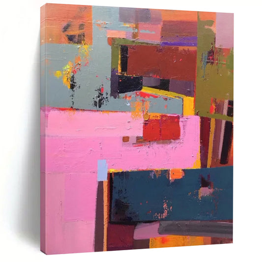 “Colorful Cubist Blocks” - Abstract Cubist - Style Painting On Canvas DTP032