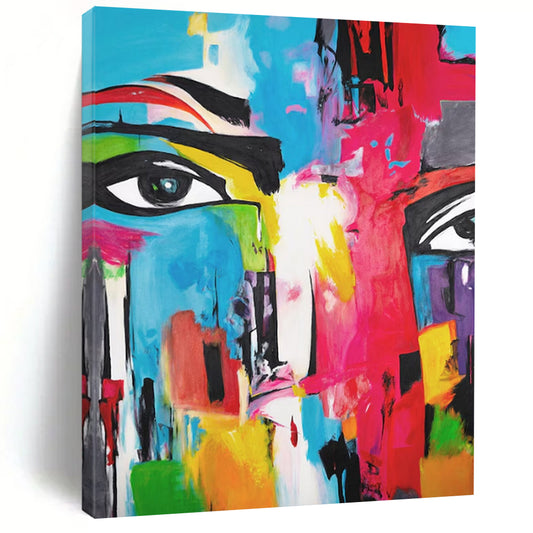 “Color - Blocked Face” - Multicolor Abstract Portrait Painting On Canvas CT2220