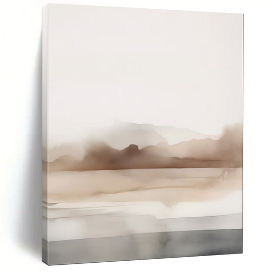“Gradient Mountain Haze” – Abstract Watercolor Landscape with Beige and Gray Layers CT2061