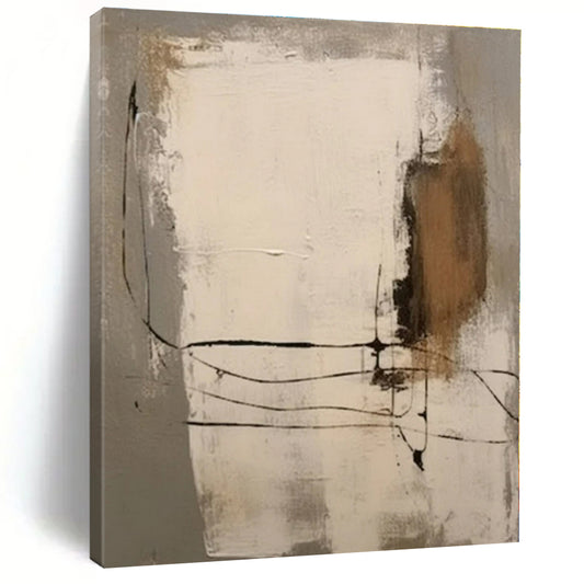 Neutral Tones with Black Lines - Abstract Expressionist Ink & Acrylic On Canvas CT1305
