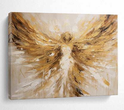 “Golden Winged Angel” Impasto Spiritual Painting On Canvas DLZ082