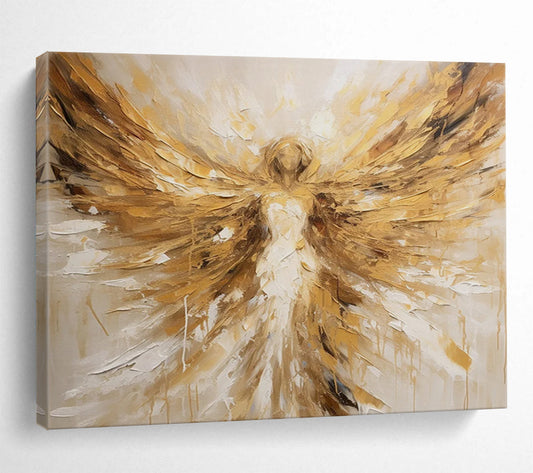 “Golden Winged Angel” Impasto Spiritual Painting On Canvas DLZ082