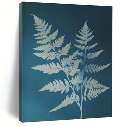 “Cyanotype Fern: Blue - White Botanical Print” ，Botanical Cyanotype Art CT0874