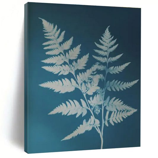 “Cyanotype Fern: Blue - White Botanical Print” ，Botanical Cyanotype Art CT0874