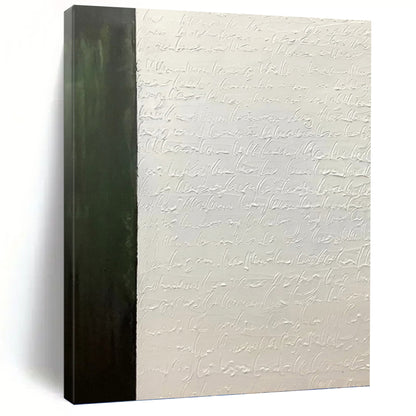 “Textured Script & Green” - White Calligraphy & Green Panel Painting On Canvas DKH1181