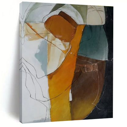 Earth Tones, Abstracted Forms & Lines - "Organic Abstraction" - Mixed - media Abstract Painting CT1457