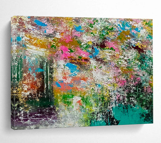 Vibrant Abstract Garden - Colorful Floral Abstract Painting On Canvas DKH919