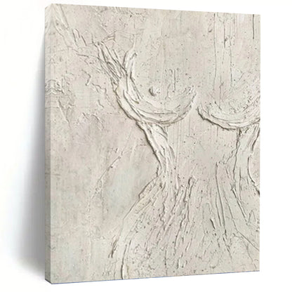 “White Textured Abstract Tree Form” Painting On Canvas DKH0989