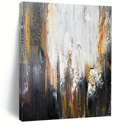 “Black - Gray - Gold Dynamic Abstract” Painting On Canvas DKH1229