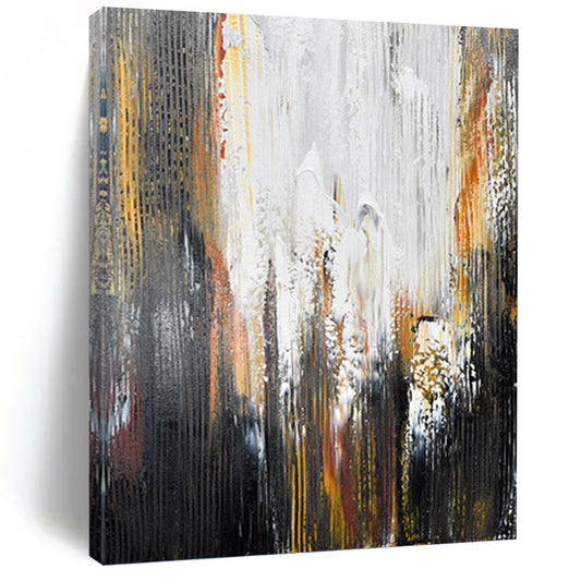 “Black - Gray - Gold Dynamic Abstract” Painting On Canvas DKH1229