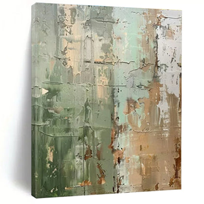 “Green - Gray - Brown Textured Abstract” ，Abstract Acrylic Painting CT0854