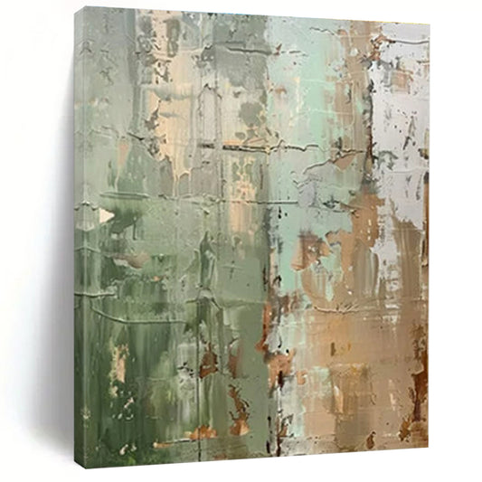 “Green - Gray - Brown Textured Abstract” ，Abstract Acrylic Painting CT0854