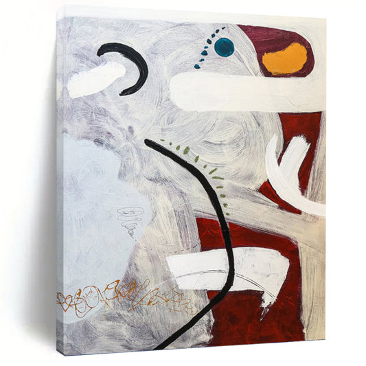 “Colorful Abstract Shapes on Light Background” - Playful Abstract Painting On Canvas DKH1091