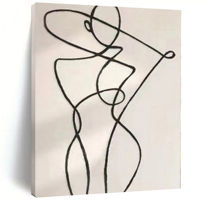 “Black Line Abstract Figure” – Linear Abstract Art CT1148