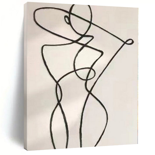 “Black Line Abstract Figure” – Linear Abstract Art CT1148