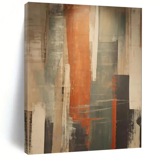 “Vertical Orange - Gray Abstract” - Modern Abstract Painting On Canvas DTP113