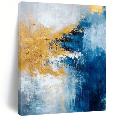 “Blue - Gold Abstract Fusion” - Abstract Expressionist Painting On Canvas DTP062