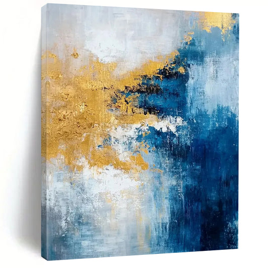 “Blue - Gold Abstract Fusion” - Abstract Expressionist Painting On Canvas DTP062