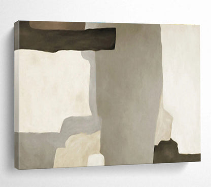 Neutral Geometric Forms - Minimalist Abstract Painting On Canvas DKH607
