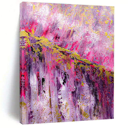 Pink - Purple Gold Cascade - Abstract Expressionist Oil Painting CT1237