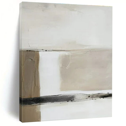 Beige & Black Minimalist Blocks - "Quiet Divides" - Abstract Minimalist Painting CT1477