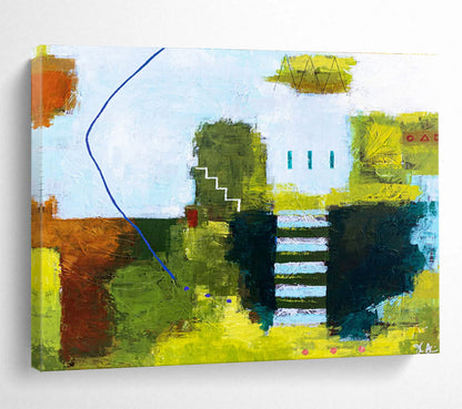 “Colorful Abstract Village” Abstract Acrylic Painting On Canvas DKH561
