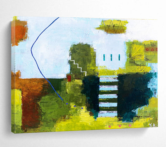 “Colorful Abstract Village” Abstract Acrylic Painting On Canvas DKH561