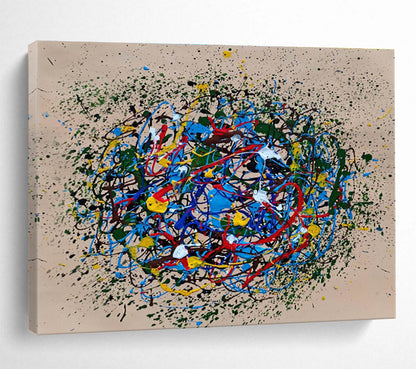 Colorful Concentric Splatter Abstract Painting On Canvas DKH304