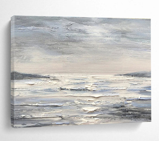 Monochromatic Seascape - Abstract Seascape Painting On Canvas DKH630