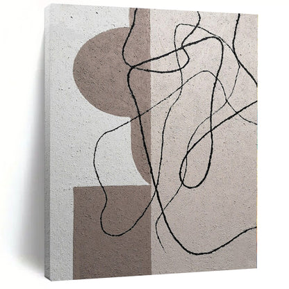 “Neutral Geometric with Curved Lines” – Abstract Geometric Painting CT1087